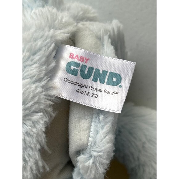 Baby Gund Animated Musical Goodnight Prayer Bear Plush Toy 14" With Striped Cap - Picture 4 of 6